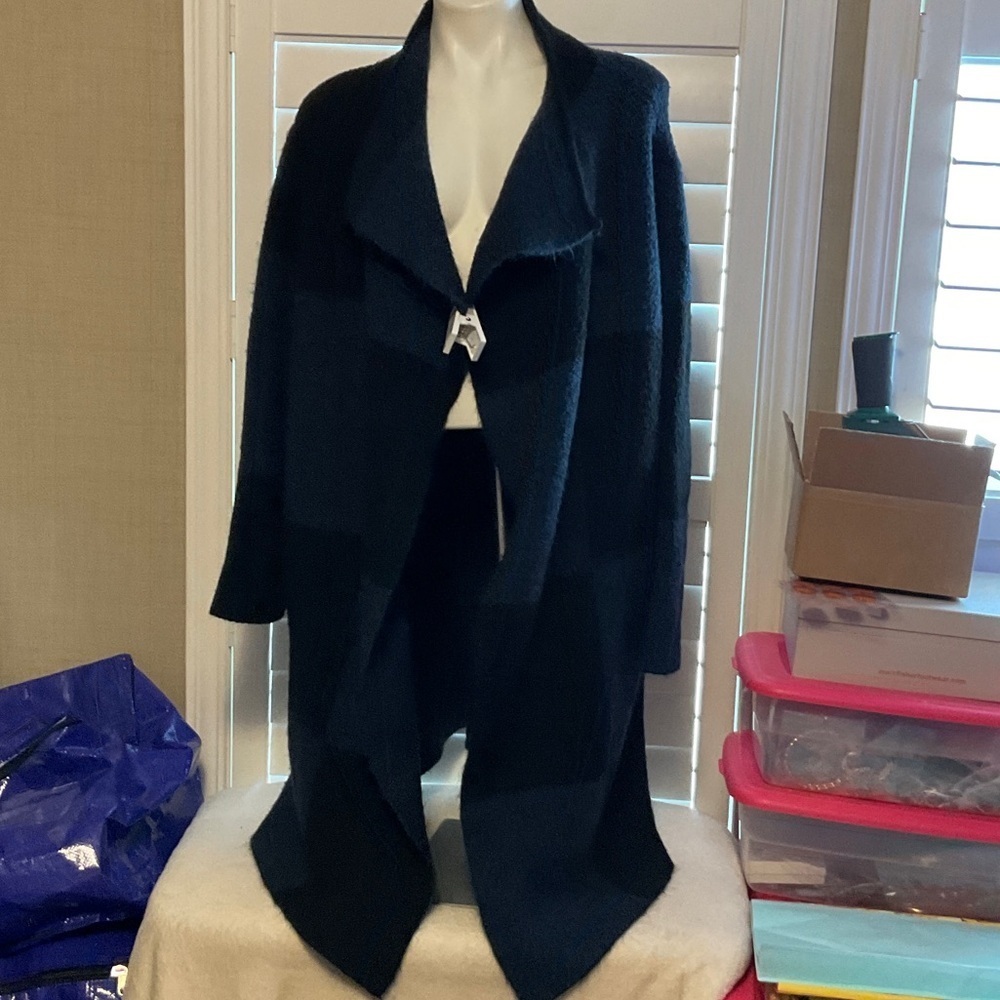 Joseph A Navy Blue Open Front Poncho